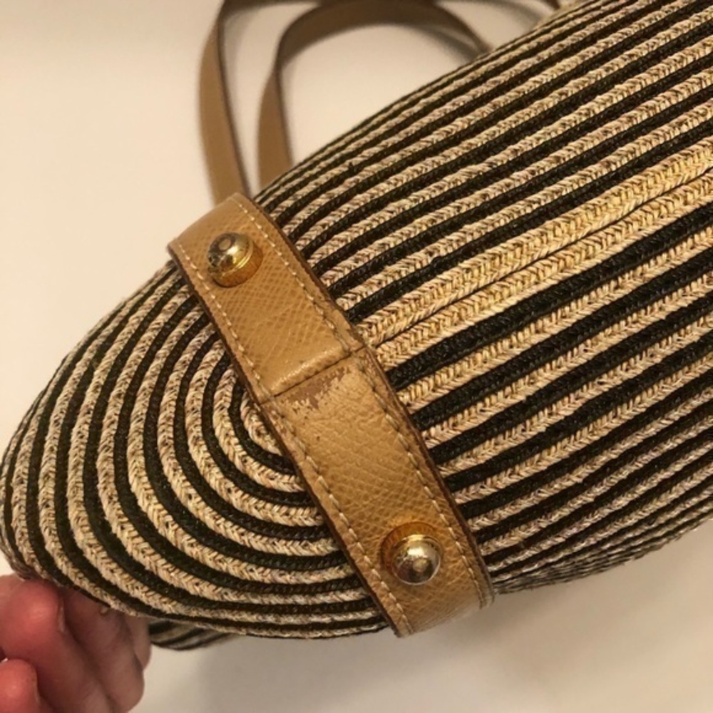 ERIC JAVITS wicker black tan tote shoulder bag - Picture 9 of 16